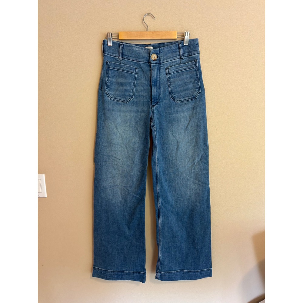Maeve Anthropologie The Colette Full Length Wide Leg Jeans Blue 27